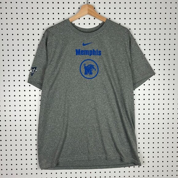Nike 1 Cent Memphis Tiger Shirt Large Gray Basketball Team Issued Penny Hardaway